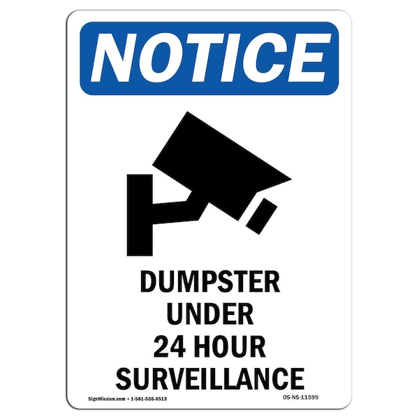 Safety Sign, OSHA Notice, 5" Height, Dumpster Under 24 Sign With Symbol, Portrait, 10PK